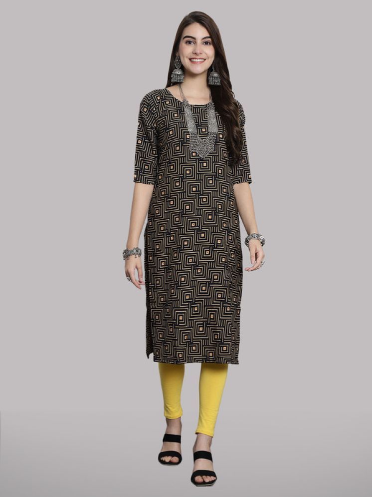     			1 Stop Fashion Pack of 1 Crepe Printed Straight Women's Kurti - ( Yellow & Black )