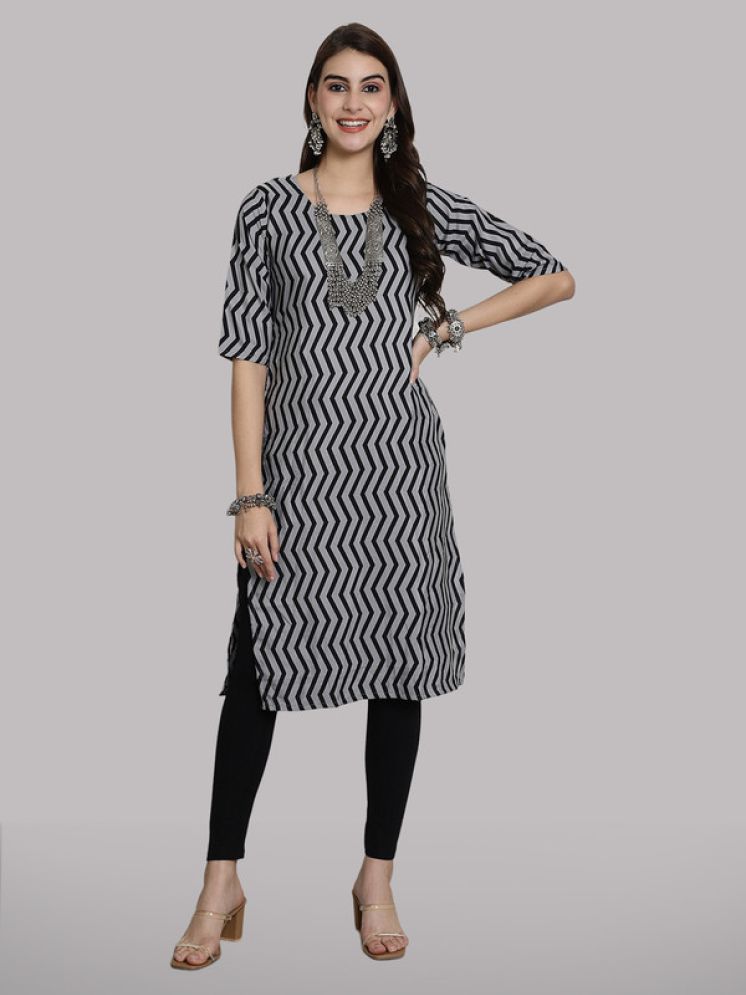     			1 Stop Fashion Pack of 1 Crepe Printed Straight Women's Kurti - ( Black )