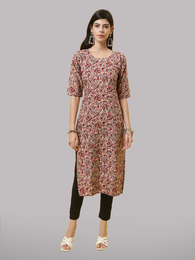     			1 Stop Fashion Pack of 1 Crepe Printed Straight Women's Kurti - ( Burgundy )