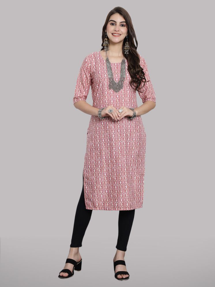     			1 Stop Fashion Pack of 1 Crepe Printed Straight Women's Kurti - ( Fluorescent Pink )