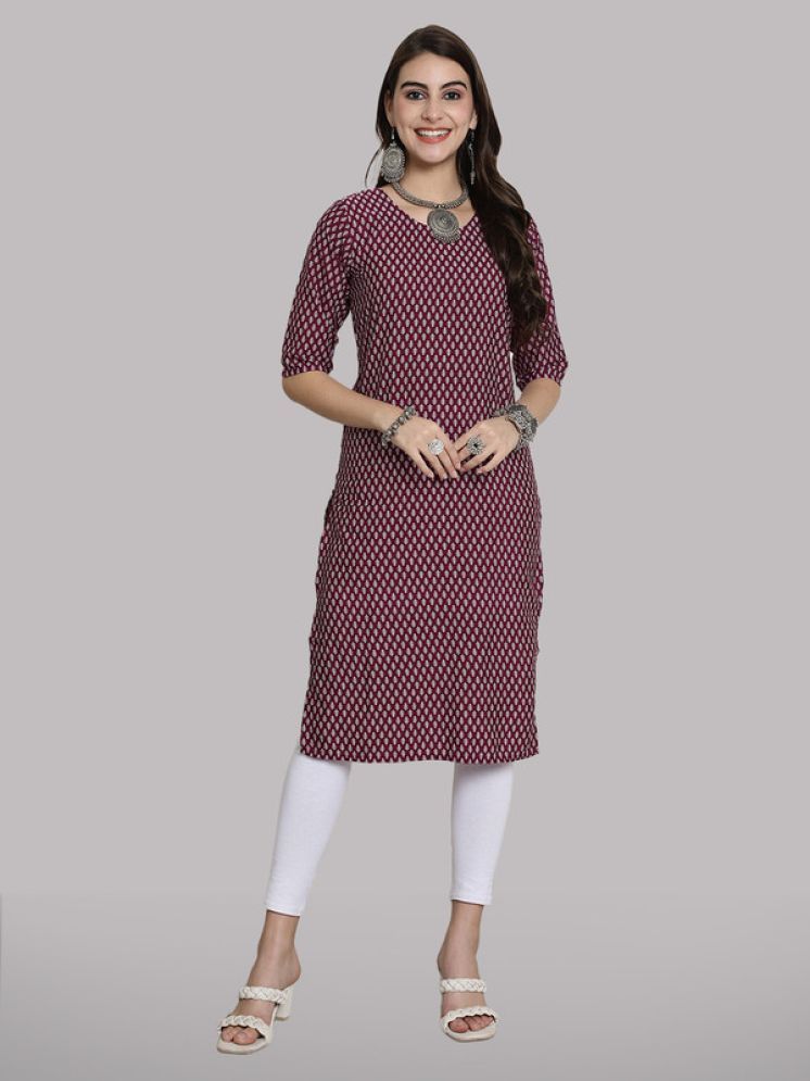     			1 Stop Fashion Pack of 1 Crepe Printed Straight Women's Kurti - ( Pink )