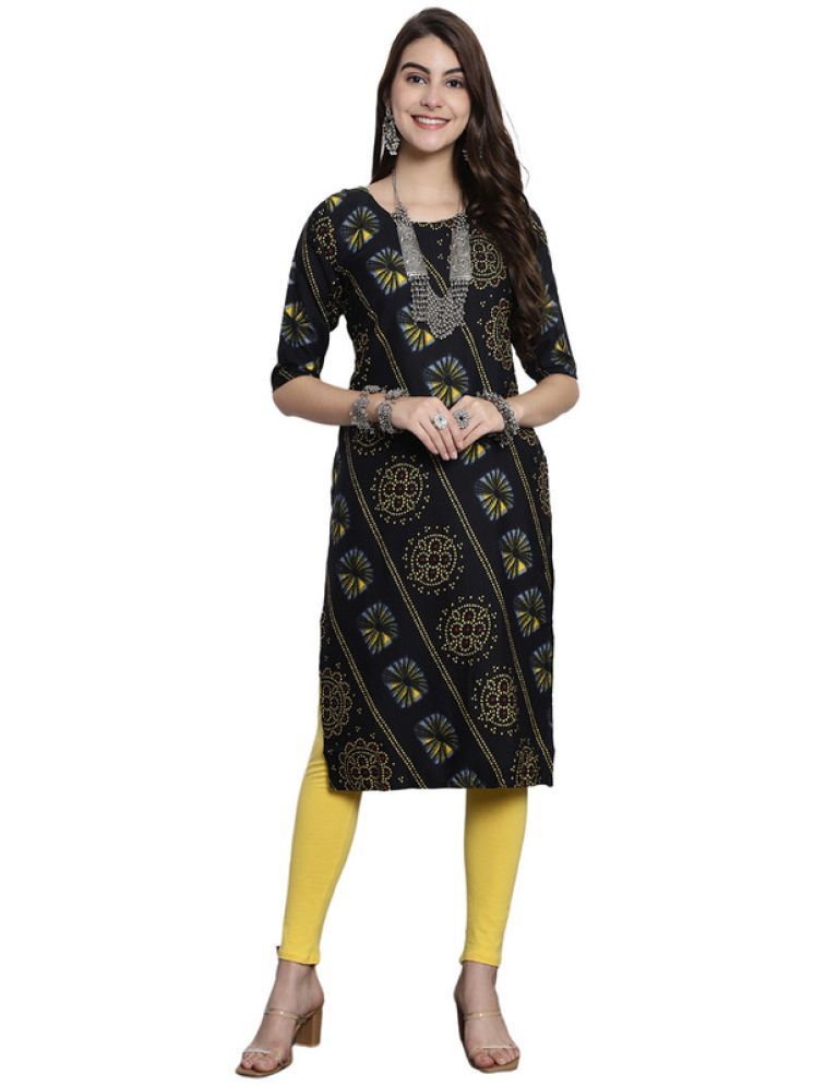     			1 Stop Fashion Pack of 1 Crepe Printed Straight Women's Kurti - ( Yellow & Black )