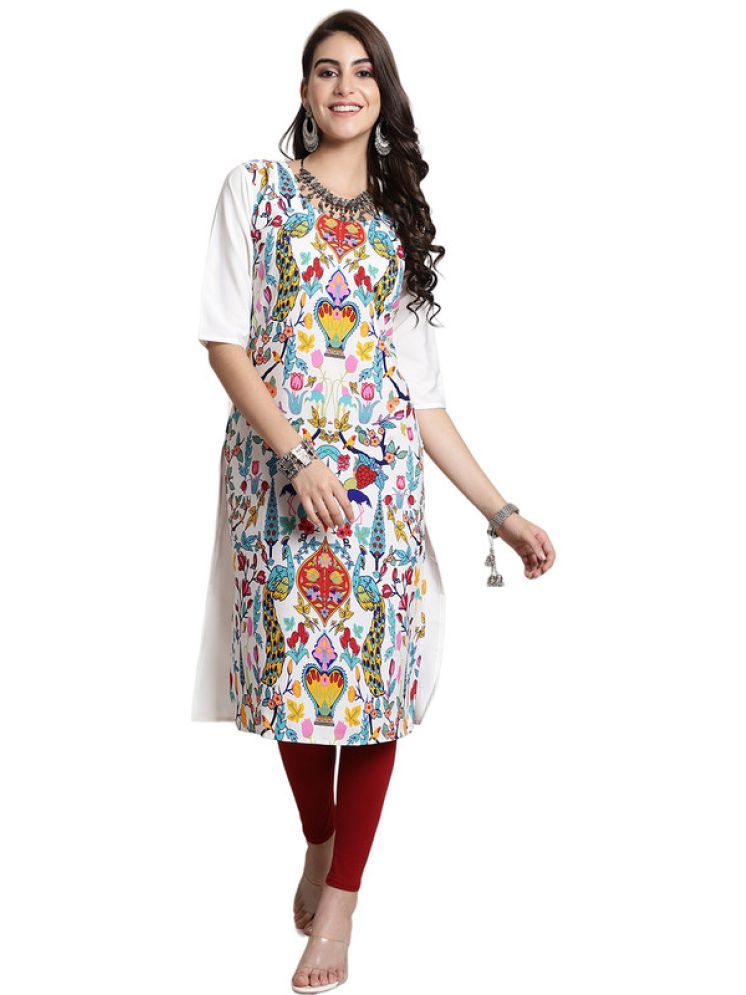     			1 Stop Fashion Pack of 1 Crepe Printed Straight Women's Kurti - ( Off White )