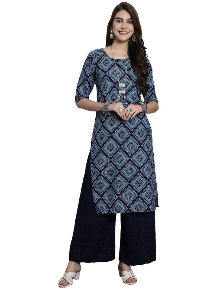     			1 Stop Fashion Pack of 1 Crepe Printed Straight Women's Kurti - ( Turquoise )