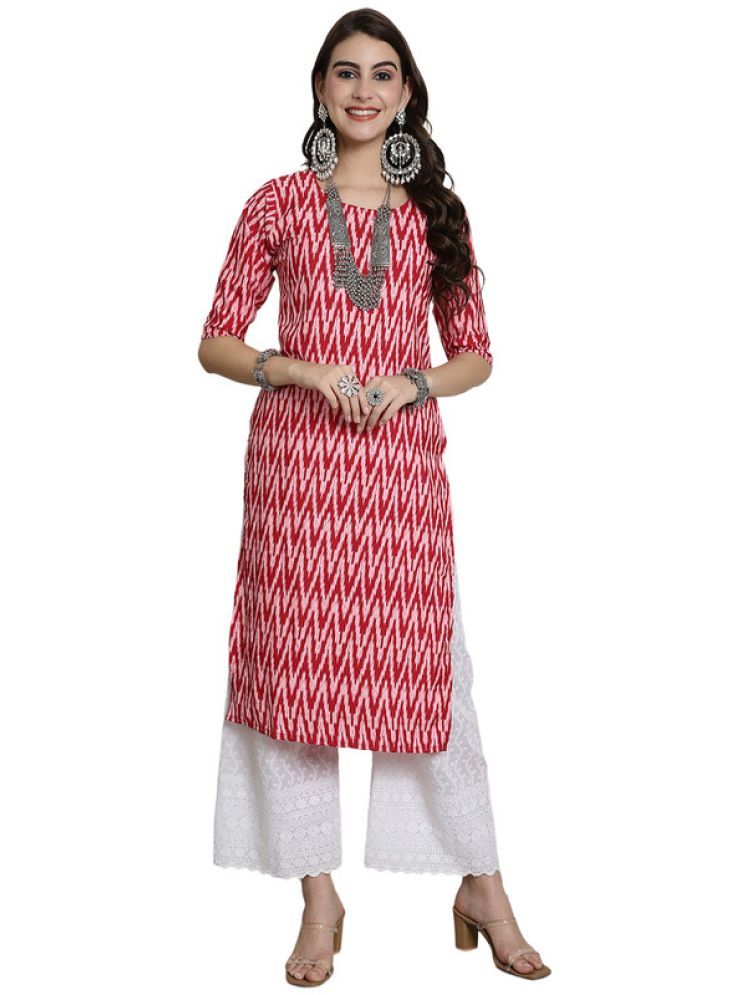     			1 Stop Fashion Pack of 1 Crepe Printed Straight Women's Kurti - ( Pink )