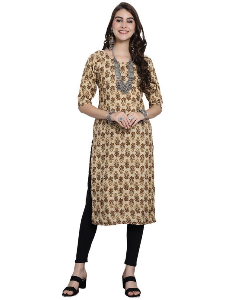     			1 Stop Fashion Pack of 1 Crepe Printed Straight Women's Kurti - ( Gold )