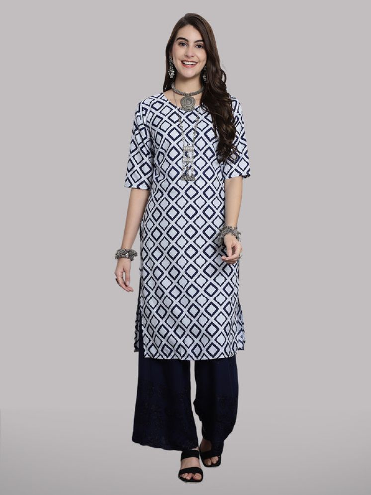     			1 Stop Fashion Pack of 1 Crepe Printed Nayra Women's Kurti - ( Light Blue )