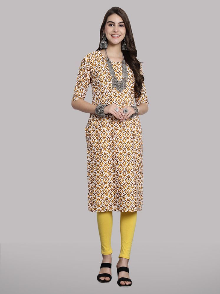     			1 Stop Fashion Pack of 1 Crepe Printed Nayra Women's Kurti - ( Yellow )