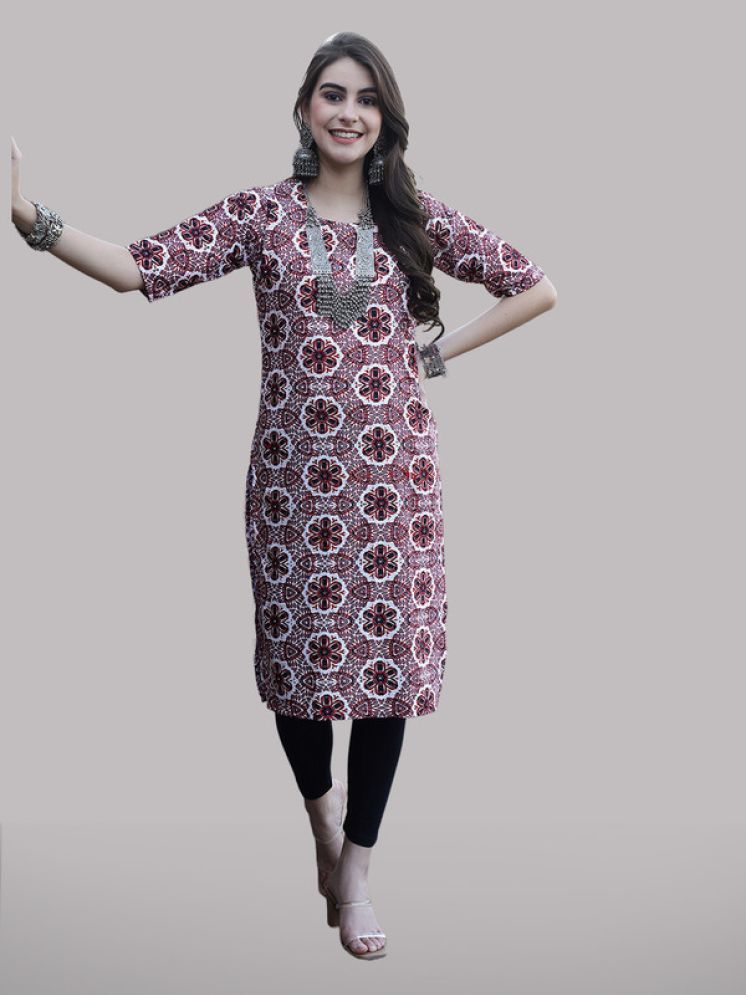     			1 Stop Fashion Pack of 1 Crepe Printed Nayra Women's Kurti - ( Red )