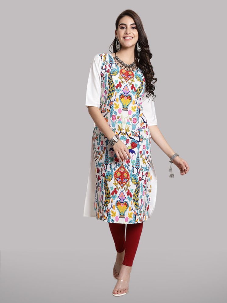     			1 Stop Fashion Pack of 1 Crepe Printed Straight Women's Kurti - ( Off White )