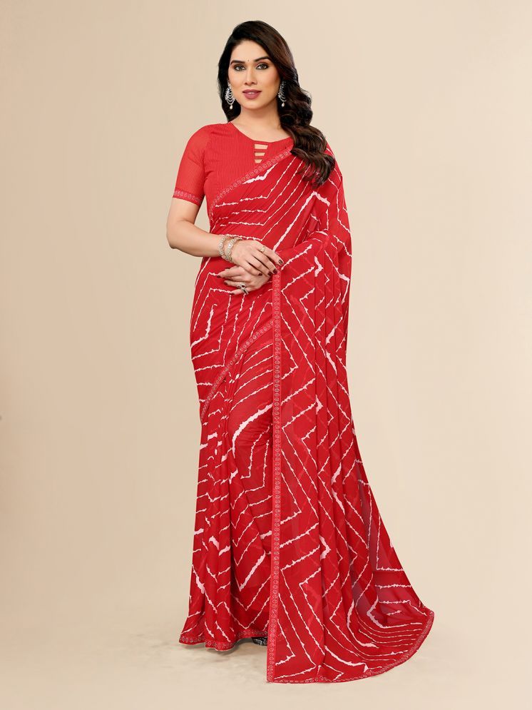     			ANAND SAREES Pack of 1 Georgette Printed Saree With Blouse Piece ( Red )