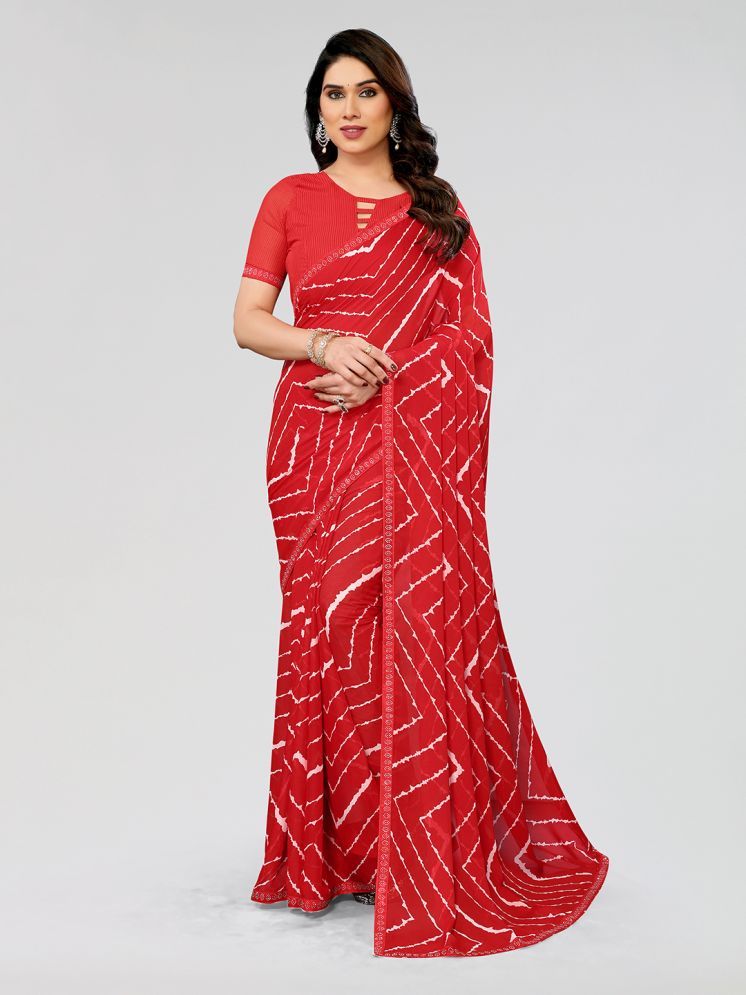     			Kashvi Sarees Pack of 1 Georgette Printed Saree With Blouse Piece ( Red )