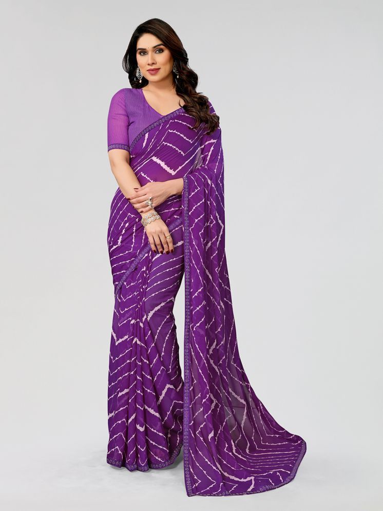     			Kashvi Sarees Pack of 1 Georgette Printed Saree With Blouse Piece ( Purple )