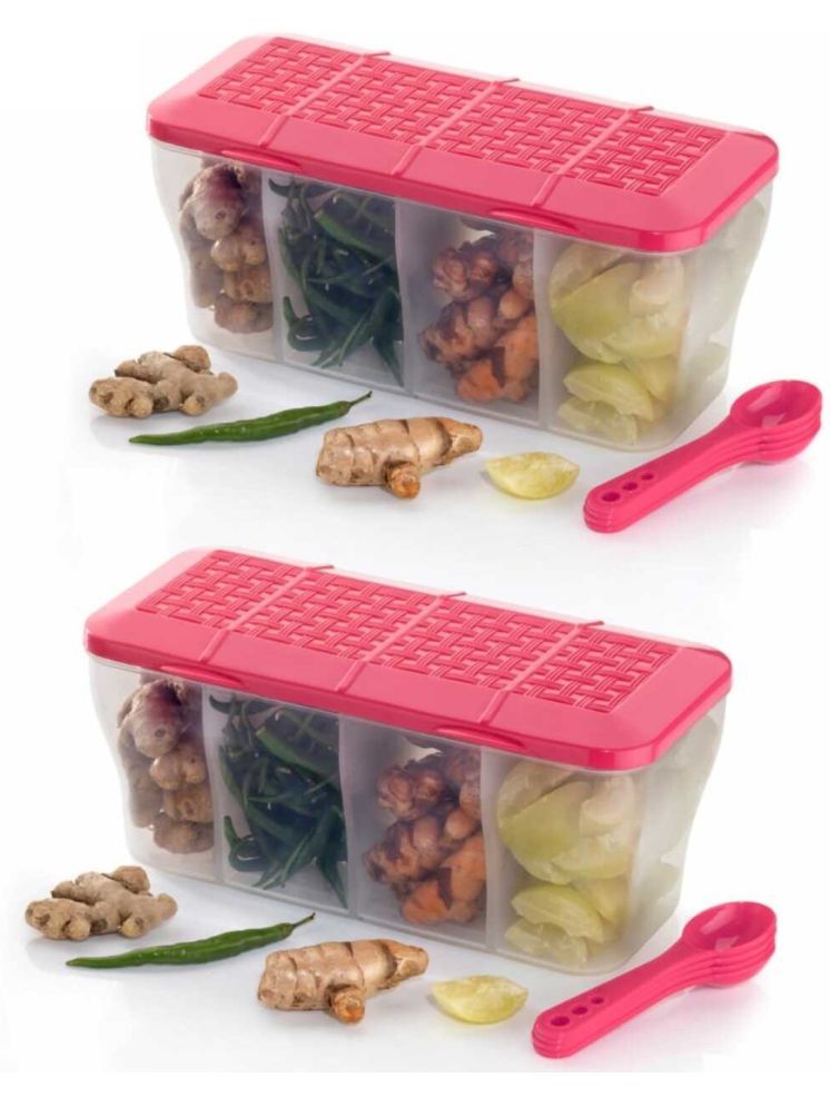     			Metrolife Kitchen Organizer Plastic Pink Spice Container ( Set of 2 )