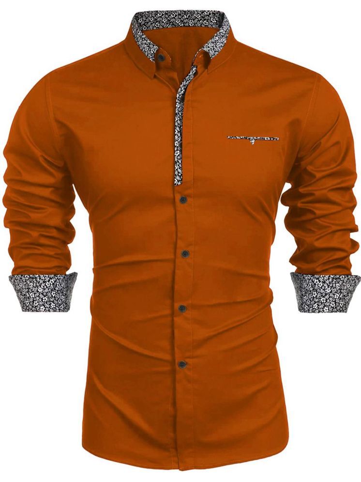     			VERTUSY Cotton Blend Regular Fit Solids Full Sleeves Men's Casual Shirt - Orange ( Pack of 1 )