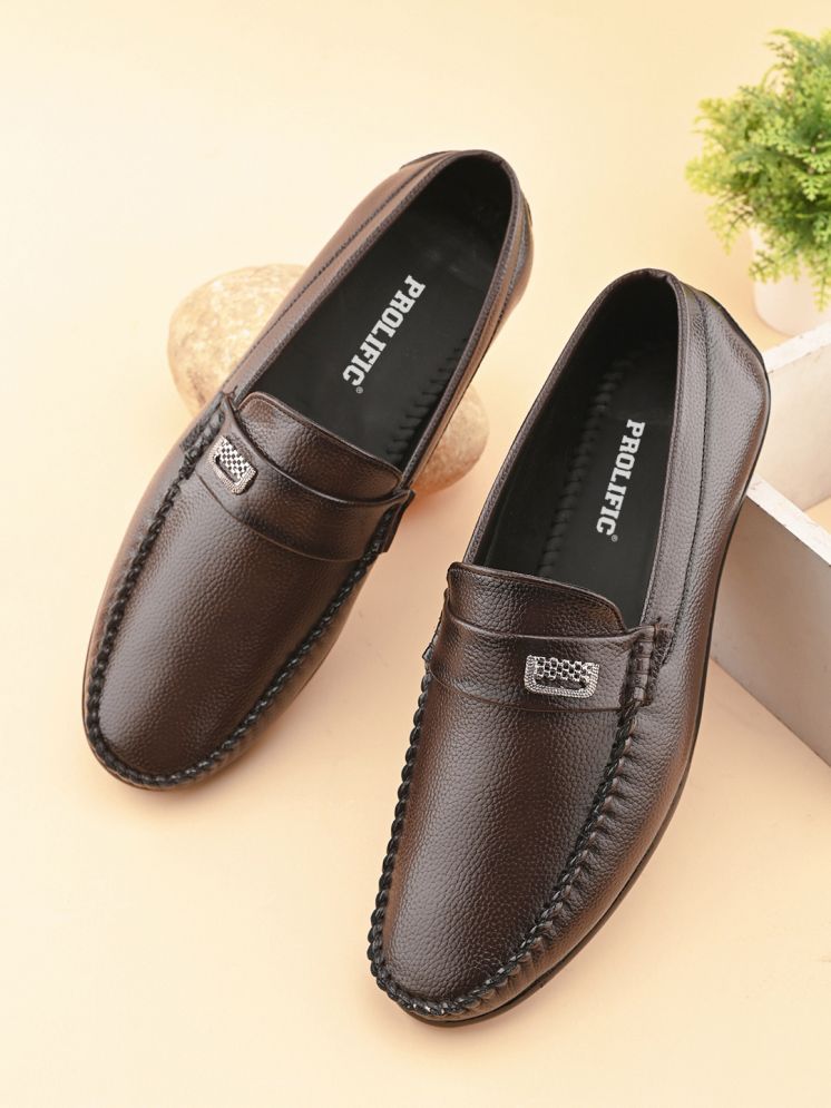     			Prolific Brown Men's Slip On Formal Shoes