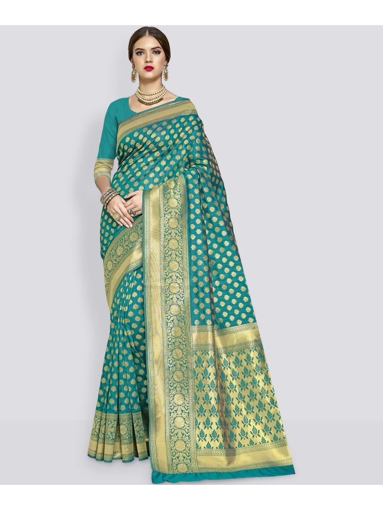     			Sariya Pack of 1 Jacquard Embellished Saree With Blouse Piece ( Green )