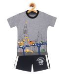 Lazy Shark Pack of 1 Boys Cotton Blend T-Shirt & Shorts ( Grey )