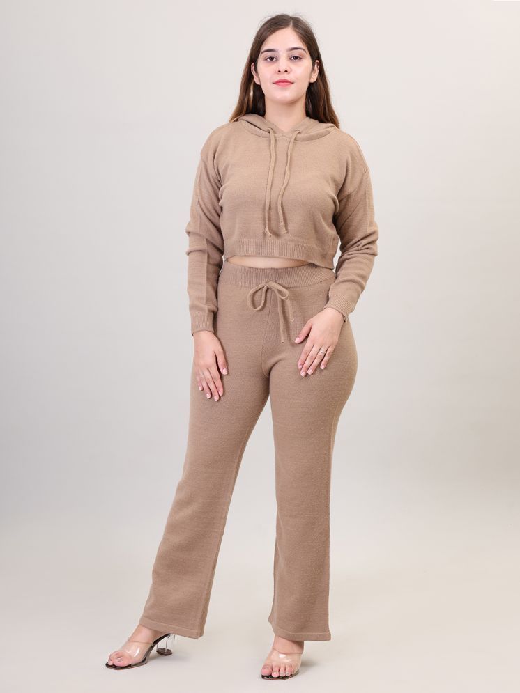     			Camey Khaki Solid Pant Top Set