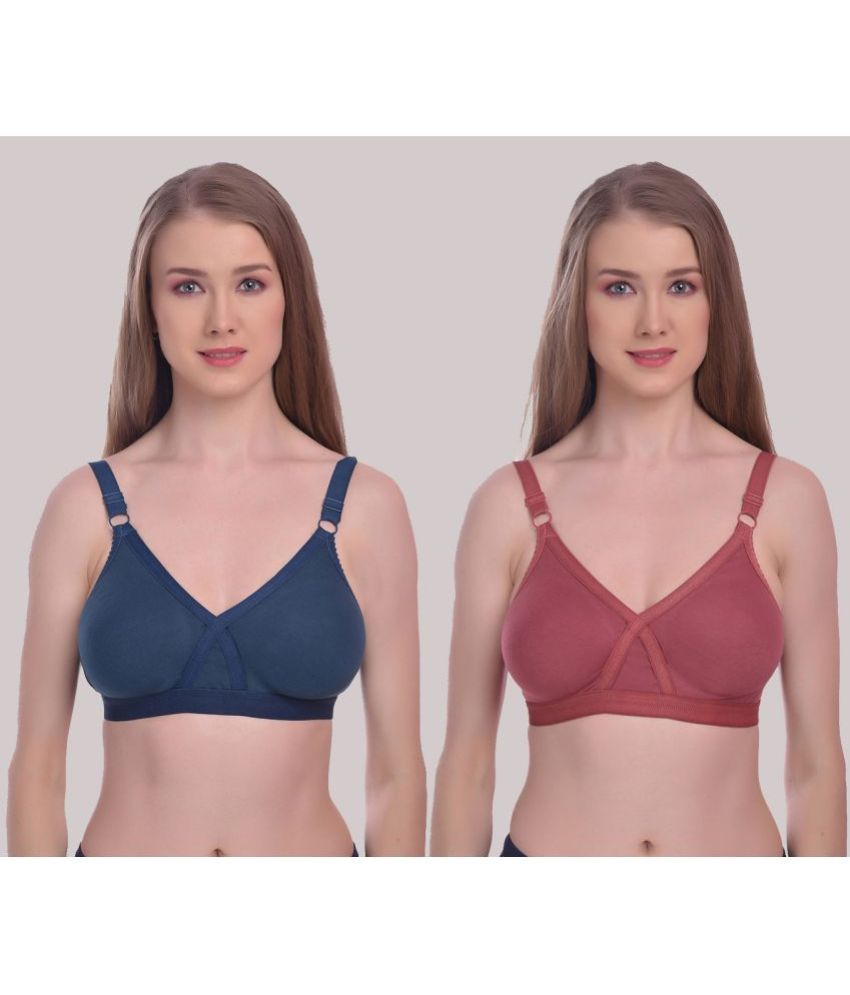     			Elina Pack of 2 Cotton Non Padded Women's T-Shirt Bra ( Red )