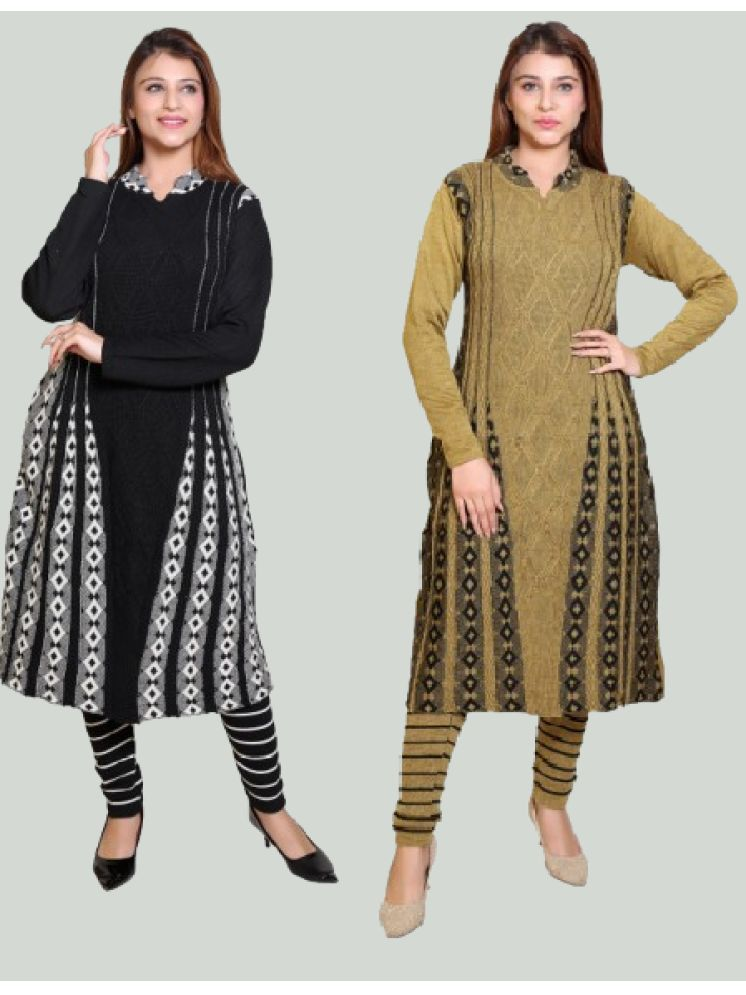     			Japroz Pack of 2 Acrylic Checks Flared Women's Kurti - ( Black,Olive )