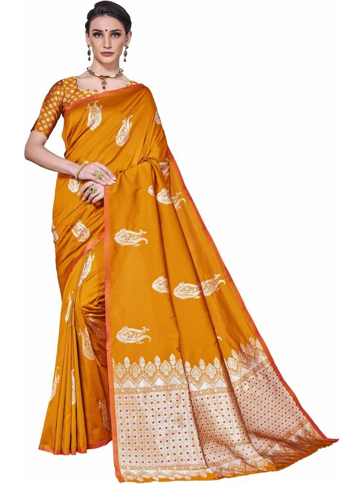     			Sariya Pack of 1 Jacquard Embellished Saree With Blouse Piece ( Orange )