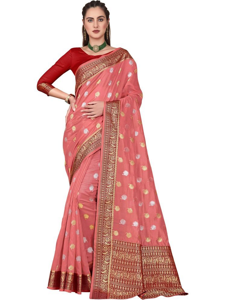     			Sariya Pack of 1 Jacquard Self Design Saree With Blouse Piece ( Pink )