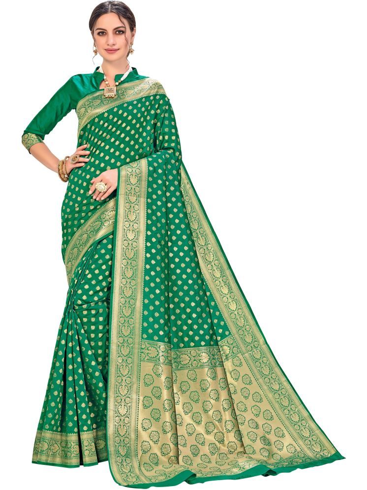     			Sariya Pack of 1 Jacquard Embellished Saree With Blouse Piece ( Sea Green )