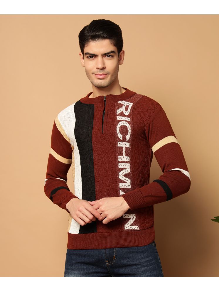     			TWOCRAZIIE Woollen Round Neck Men's Full Sleeves Pullover Sweater - Maroon ( Pack of 1 )