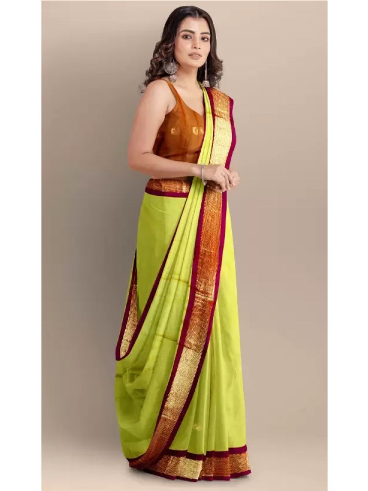     			VEERAIVA Pack of 1 Cotton Silk Embellished Saree With Blouse Piece ( Light Green,Maroon )