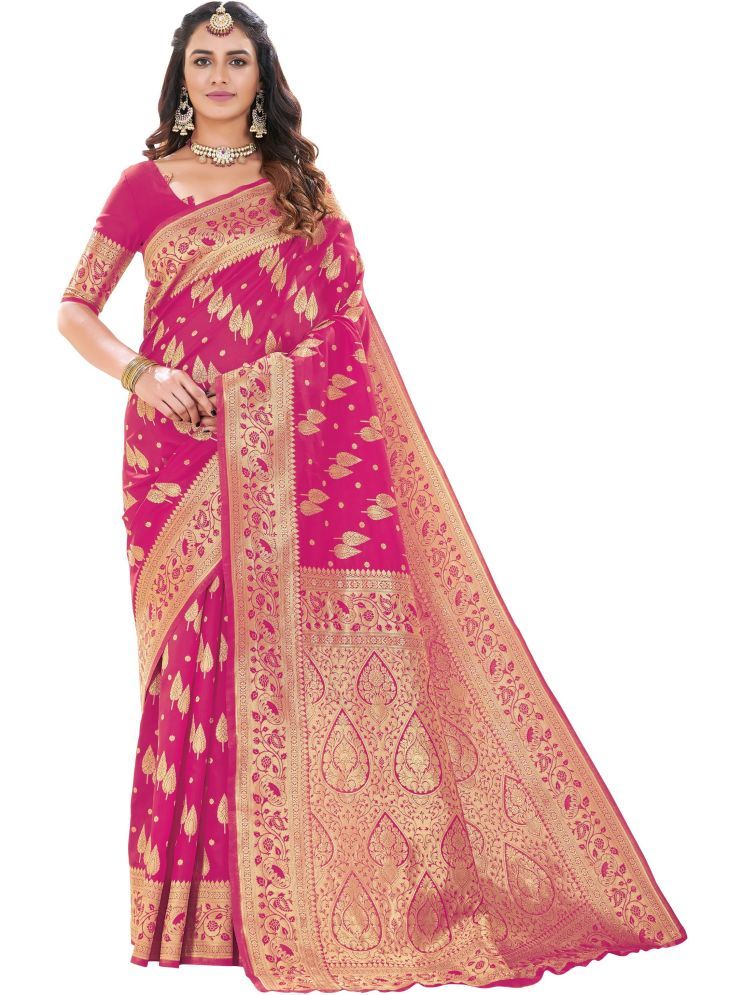     			Sariya Pack of 1 Jacquard Woven Saree With Blouse Piece ( Pink )