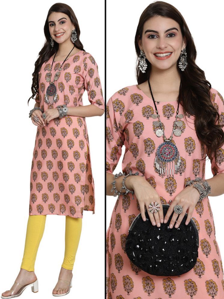     			Ethnic Basket Pack of 1 Crepe Printed Nayra Women's Kurti - ( Pink )