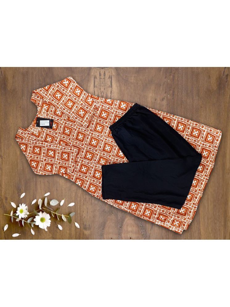     			Ethnic Basket Pack of 1 Crepe Self Design A-line Women's Kurti - ( Orange )