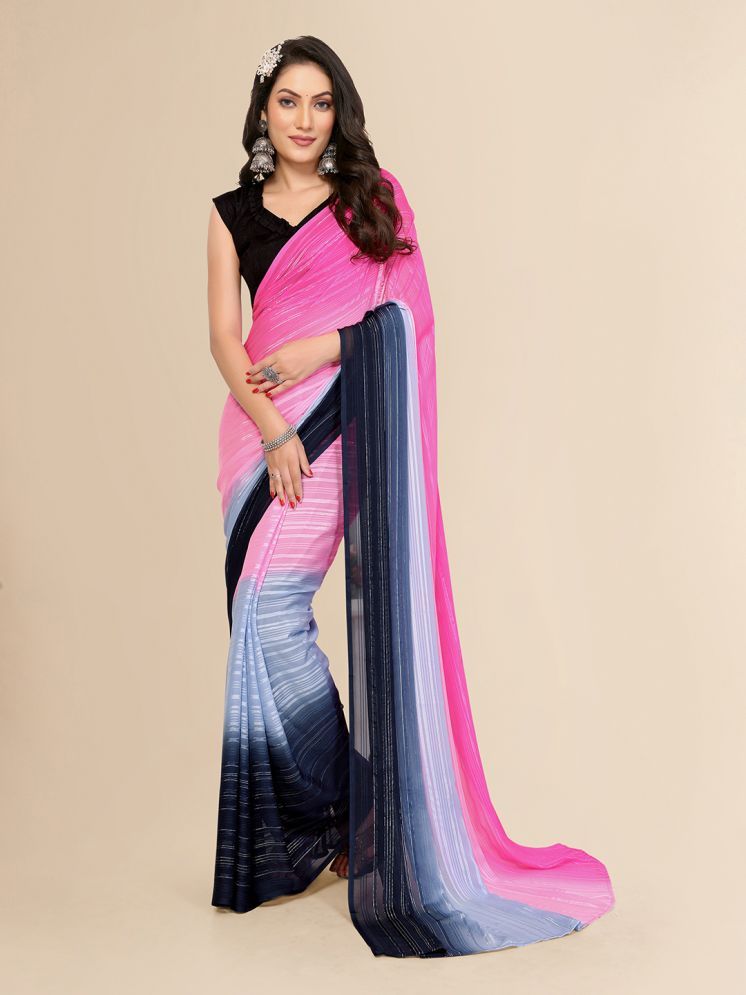     			ANAND SAREES Satin Embellished Saree With Blouse Piece - Pink ( Pack of 1 )