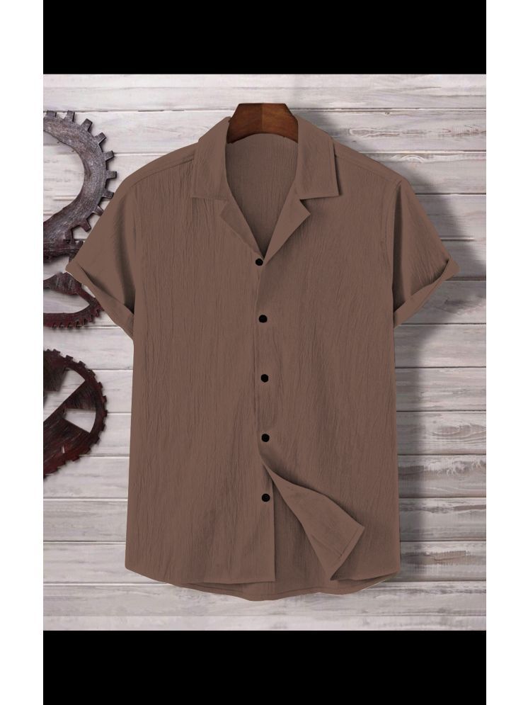     			ANKLAR Polyester Regular Fit Self Design Half Sleeves Men's Casual Shirt - Brown ( Pack of 1 )