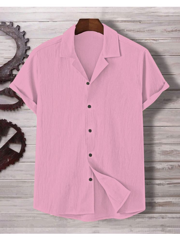     			ANKLAR Polyester Regular Fit Self Design Half Sleeves Men's Casual Shirt - Pink ( Pack of 1 )