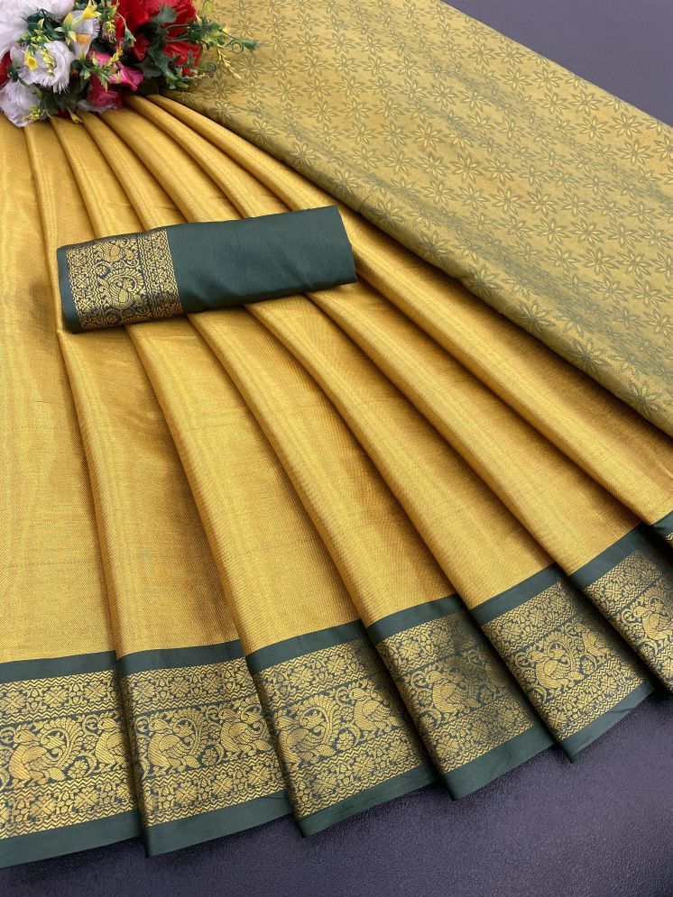     			Aika Banarasi Silk Woven Saree With Blouse Piece - Mustard ( Pack of 1 )