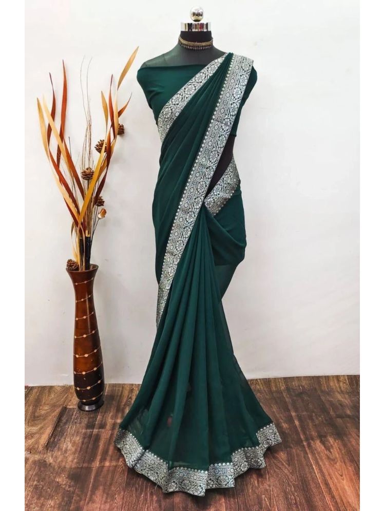     			Aika Banarasi Silk Woven Saree With Blouse Piece - Green ( Pack of 1 )