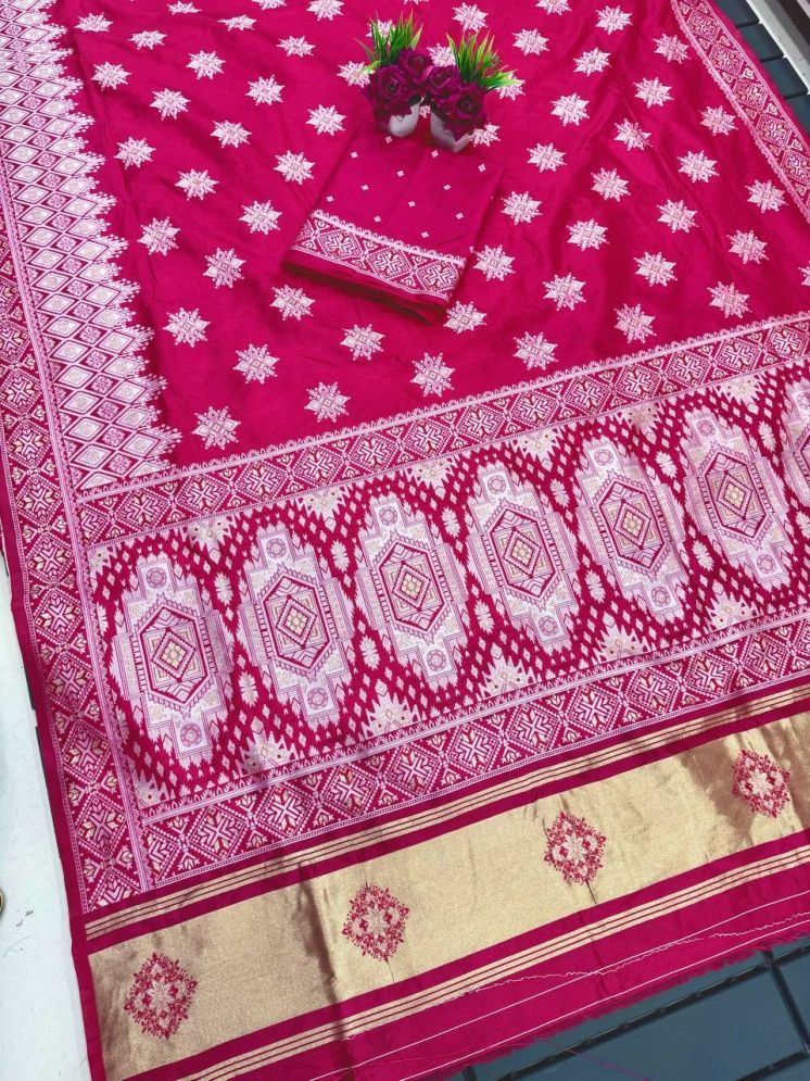     			Apnisha Jacquard Printed Saree With Blouse Piece - Pink ( Pack of 1 )