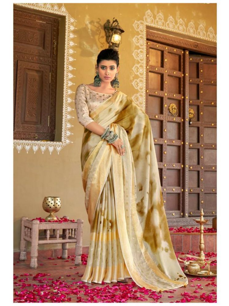     			Bhuwal Fashion Chiffon Printed Saree With Blouse Piece - Beige ( Pack of 1 )