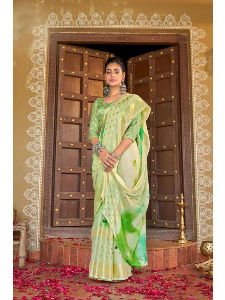     			Bhuwal Fashion Chiffon Printed Saree With Blouse Piece - Green ( Pack of 1 )