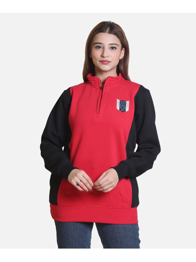     			HeteShe Cotton - Fleece Women's Non Hooded Sweatshirt ( Red,Black )