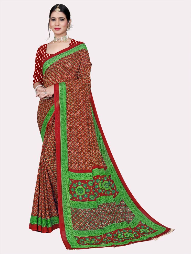     			INDIAN SILKS Georgette Printed Saree Without Blouse Piece - Multicolor7 ( Pack of 1 )