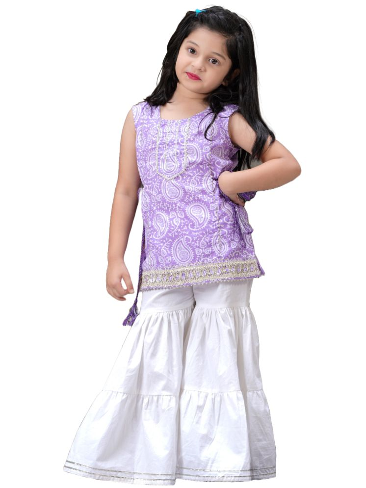     			Itemzon Purple Rayon Girls Kurta and Sharara Set ( Pack of 1 )