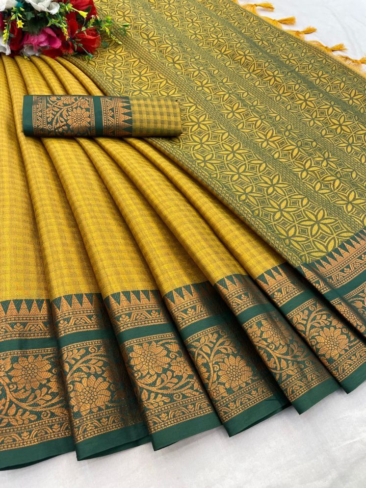     			JULEE Cotton Silk Woven Saree With Blouse Piece - Yellow ( Pack of 1 )