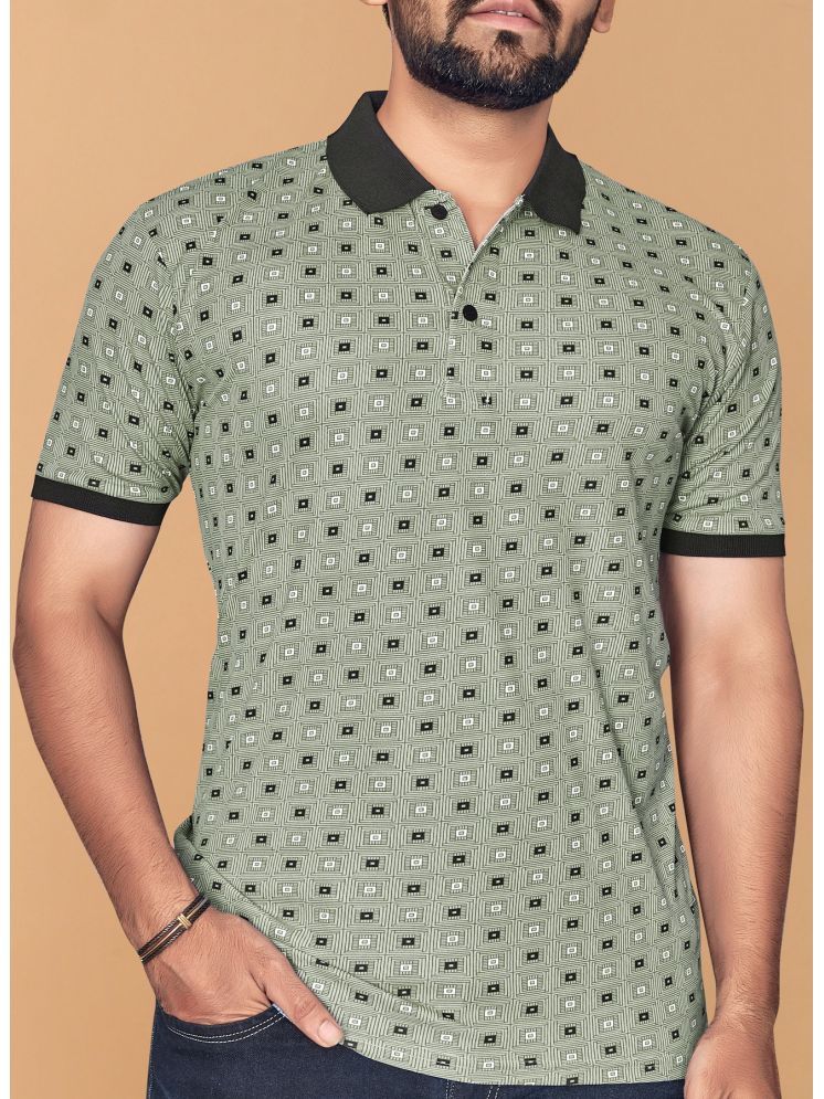     			KAJARU Polyester Regular Fit Printed Half Sleeves Men's Polo T Shirt - Olive ( Pack of 1 )