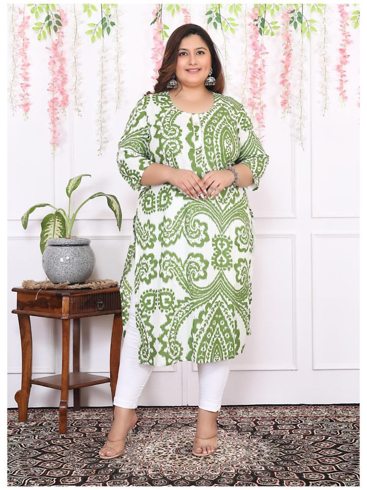     			Label Flavia Cotton Printed Straight Women's Kurti - Green ( Pack of 1 )