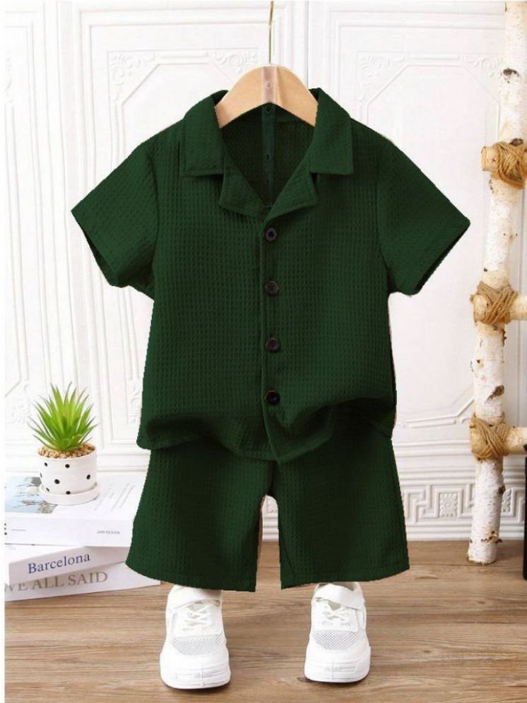     			Ocvito Green Cotton Blend Boys Shirt & Shorts ( Pack of 1 )