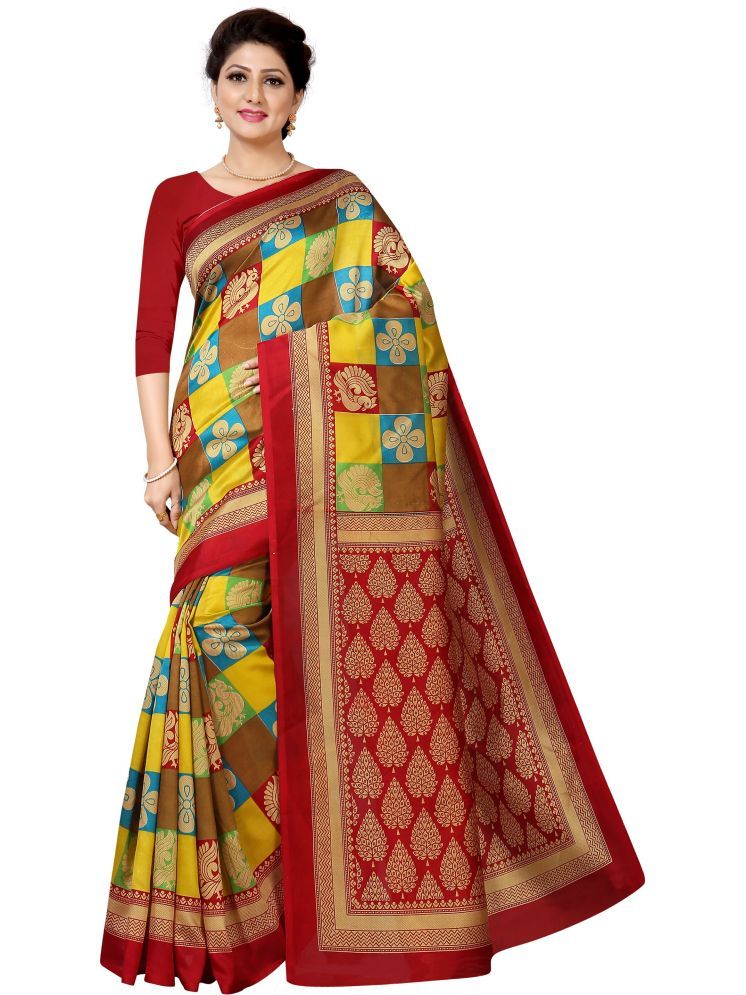     			THE PRIVATE LABLE Art Silk Printed Saree Without Blouse Piece - Maroon ( Pack of 1 )