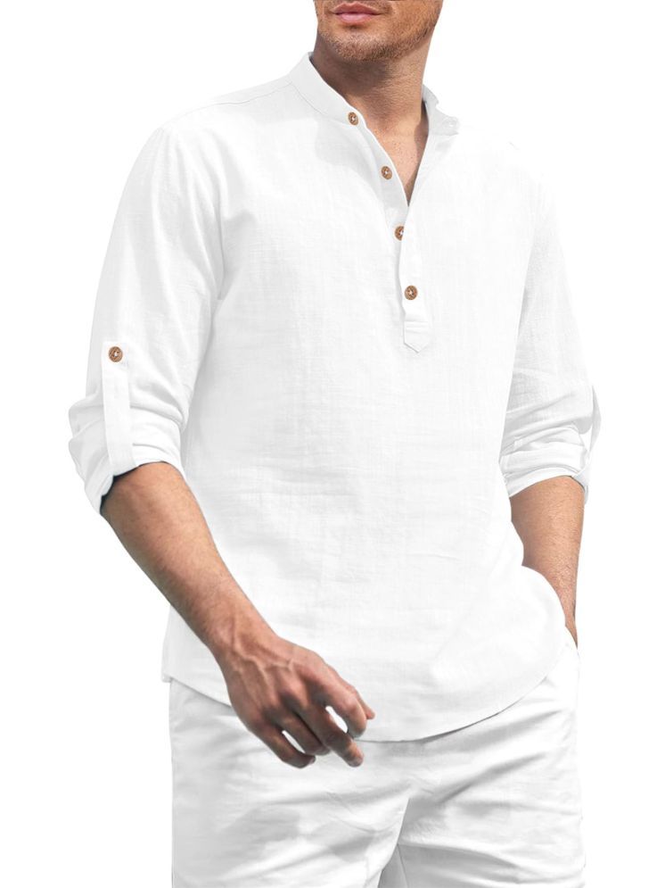     			UNI VIBE White Cotton Men's Shirt Style Kurta ( Pack of 1 )